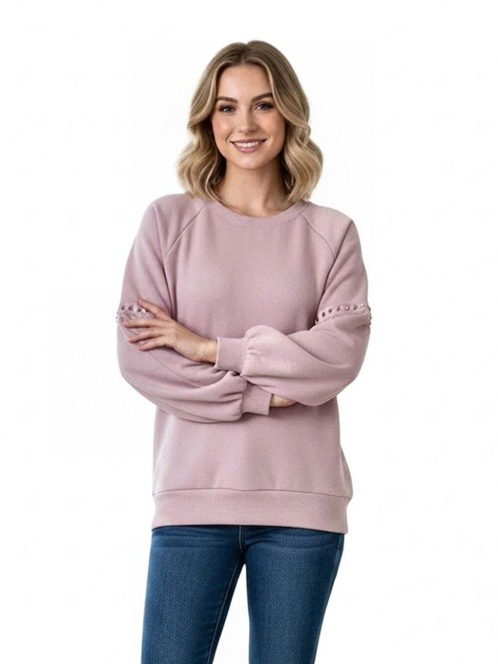 Rebecca Minkoff Clementine Studded Sweatshirt, Keepsake Pink, Size Small